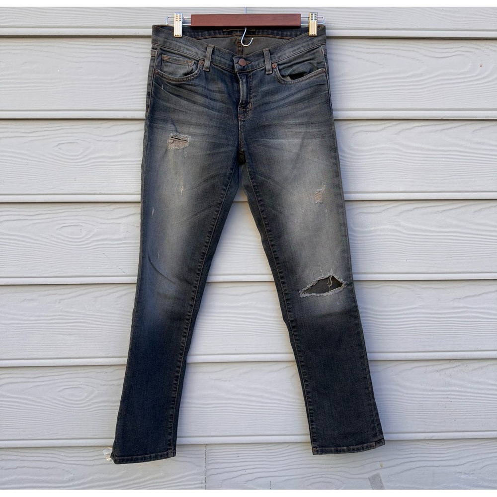 J Brand Low Rise Distressed Capri Jeans - Picture 1 of 4